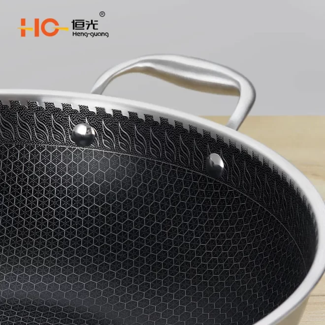 tri ply stainless steel wok non-stick surface (1)