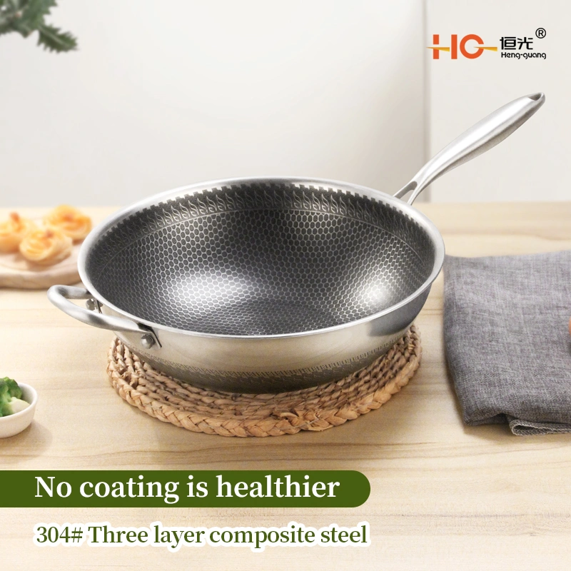 Wholesale Tri Ply Stainless Steel Non-Stick Wok