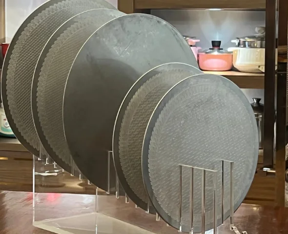 tri ply stainless steel discs display