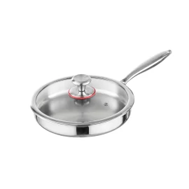 Wholesale Stainless Steel Frying Pan with Glass Lid – Polished Finish & Ergonomic Handle