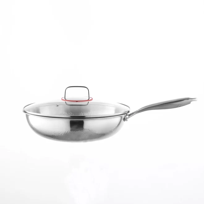 wholesale stainless steel hammered wok (2)