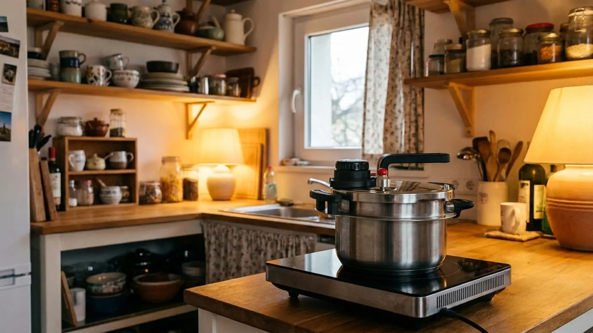 mini pressure cooker for compact kitchen in apartment